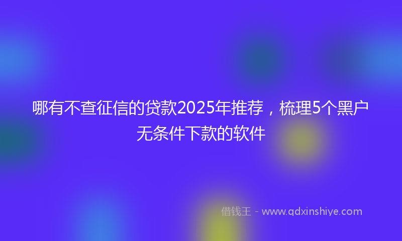 哪有不查征信的贷款2025年推荐，梳理5个黑户无条件下款的软件