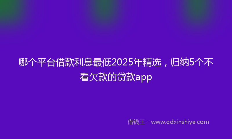 哪个平台借款利息最低2025年精选，归纳5个不看欠款的贷款app