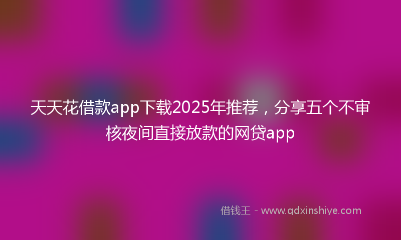 天天花借款app下载2025年推荐，分享五个不审核夜间直接放款的网贷app