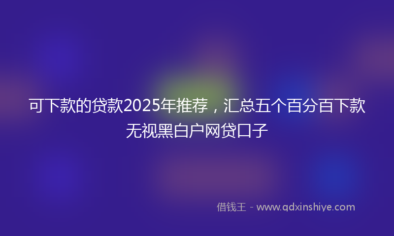 可下款的贷款2025年推荐，汇总五个百分百下款无视黑白户网贷口子