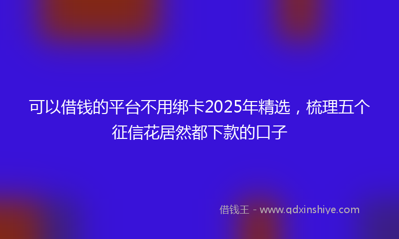 可以借钱的平台不用绑卡2025年精选，梳理五个征信花居然都下款的口子