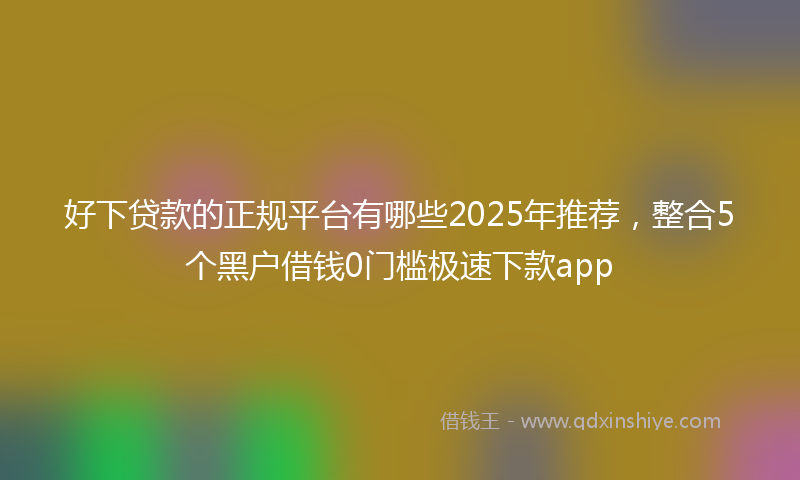 好下贷款的正规平台有哪些2025年推荐，整合5个黑户借钱0门槛极速下款app