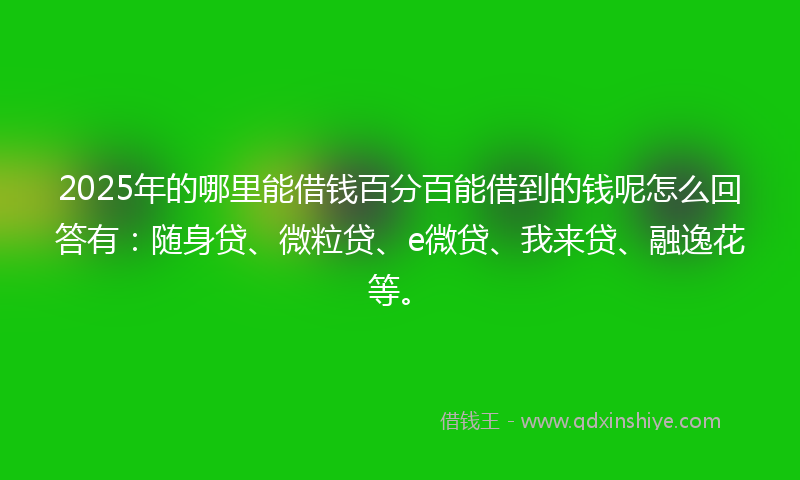 2025年的哪里能借钱百分百能借到的钱呢怎么回答有：随身贷、微粒贷、e微贷、我来贷、融逸花等。