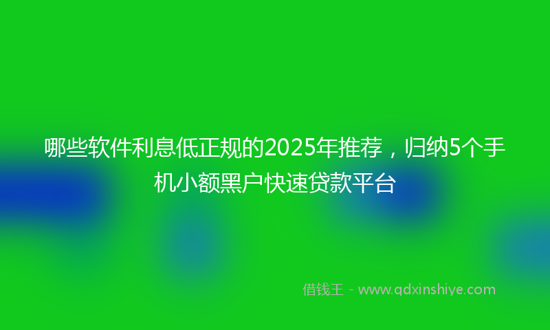 哪些软件利息低正规的2025年推荐，归纳5个手机小额黑户快速贷款平台