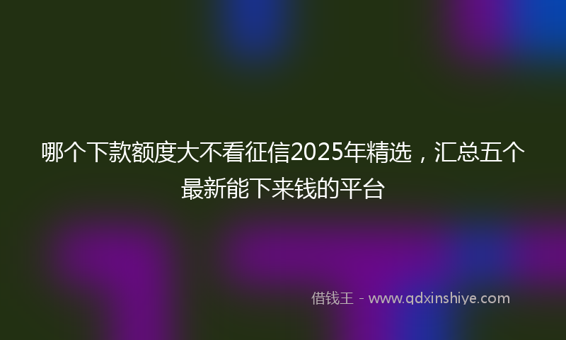 哪个下款额度大不看征信2025年精选，汇总五个最新能下来钱的平台