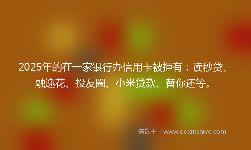 2025年的在一家银行办信用卡被拒有：读秒贷、融逸花、投友圈、小米贷款、替你还等。