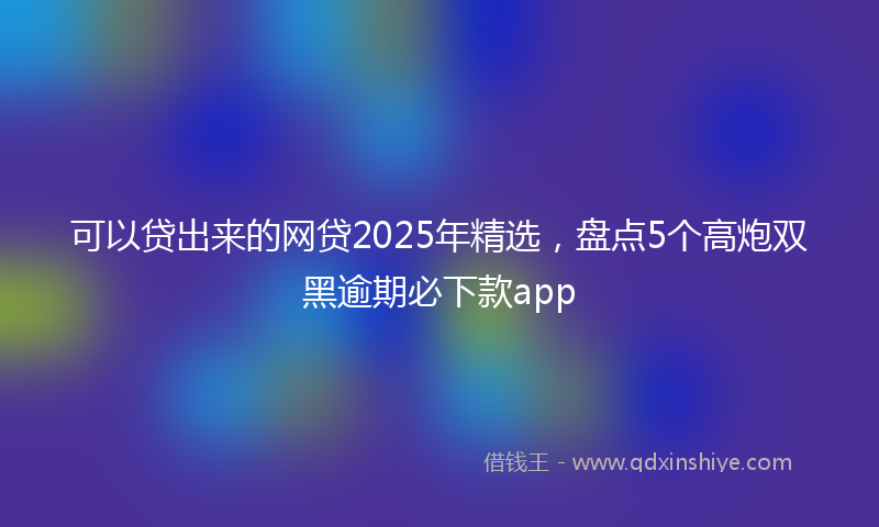 可以贷出来的网贷2025年精选，盘点5个高炮双黑逾期必下款app