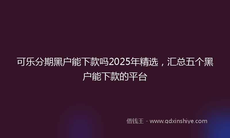 可乐分期黑户能下款吗2025年精选，汇总五个黑户能下款的平台