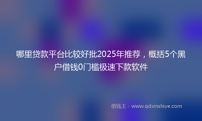 哪里贷款平台比较好批2025年推荐，概括5个黑户借钱0门槛极速下款软件