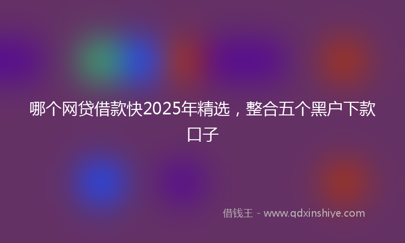 哪个网贷借款快2025年精选，整合五个黑户下款口子