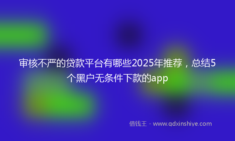 审核不严的贷款平台有哪些2025年推荐，总结5个黑户无条件下款的app