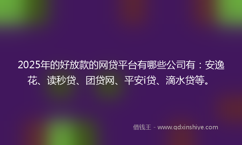 2025年的好放款的网贷平台有哪些公司有：安逸花、读秒贷、团贷网、平安i贷、滴水贷等。