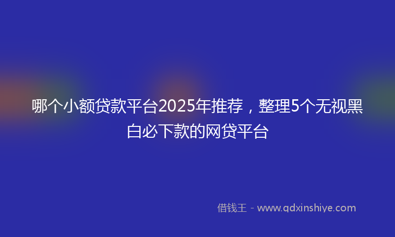哪个小额贷款平台2025年推荐，整理5个无视黑白必下款的网贷平台