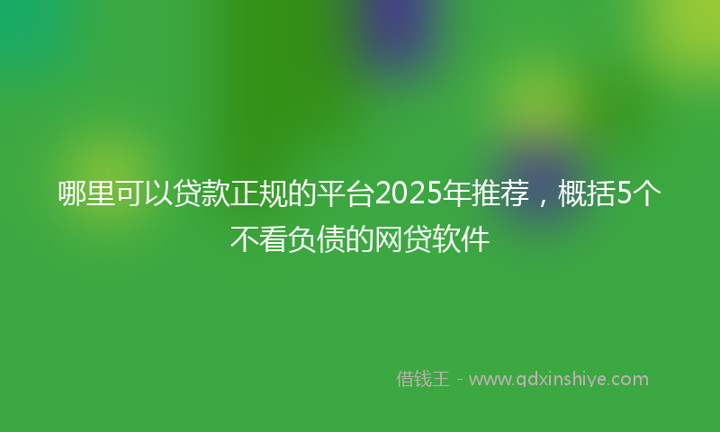 哪里可以贷款正规的平台2025年推荐，概括5个不看负债的网贷软件