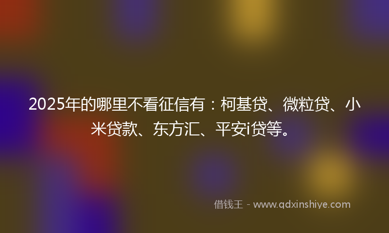 2025年的哪里不看征信有：柯基贷、微粒贷、小米贷款、东方汇、平安i贷等。