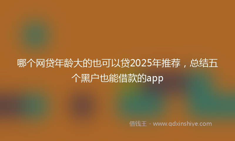 哪个网贷年龄大的也可以贷2025年推荐，总结五个黑户也能借款的app