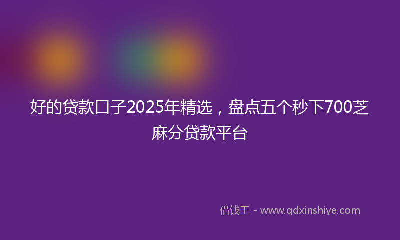 好的贷款口子2025年精选，盘点五个秒下700芝麻分贷款平台