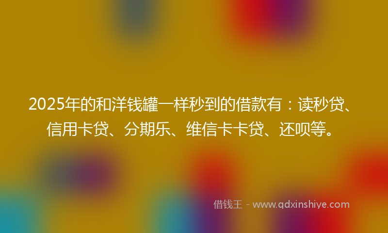 2025年的和洋钱罐一样秒到的借款有：读秒贷、信用卡贷、分期乐、维信卡卡贷、还呗等。