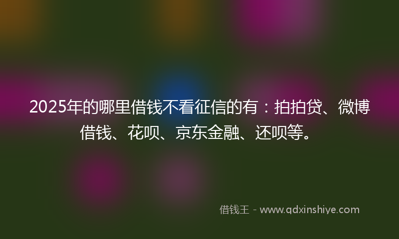 2025年的哪里借钱不看征信的有：拍拍贷、微博借钱、花呗、京东金融、还呗等。
