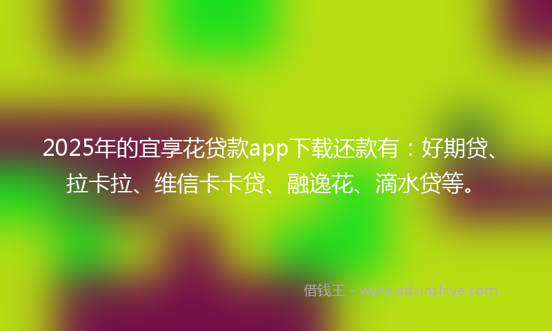 2025年的宜享花贷款app下载还款有：好期贷、拉卡拉、维信卡卡贷、融逸花、滴水贷等。