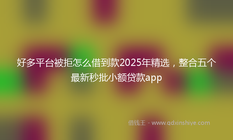 好多平台被拒怎么借到款2025年精选，整合五个最新秒批小额贷款app