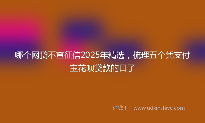 哪个网贷不查征信2025年精选，梳理五个凭支付宝花呗贷款的口子