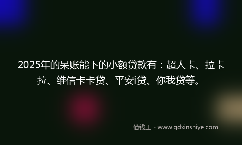 2025年的呆账能下的小额贷款有：超人卡、拉卡拉、维信卡卡贷、平安i贷、你我贷等。