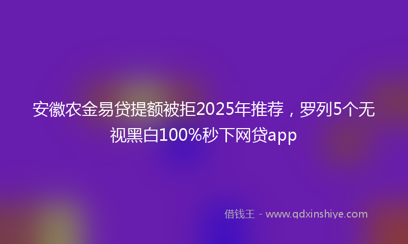 安徽农金易贷提额被拒2025年推荐，罗列5个无视黑白100%秒下网贷app