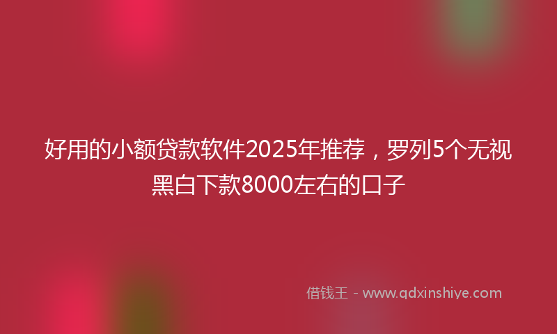 好用的小额贷款软件2025年推荐，罗列5个无视黑白下款8000左右的口子