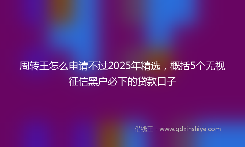 周转王怎么申请不过2025年精选，概括5个无视征信黑户必下的贷款口子