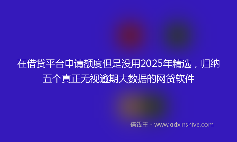 在借贷平台申请额度但是没用2025年精选，归纳五个真正无视逾期大数据的网贷软件