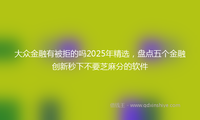 大众金融有被拒的吗2025年精选，盘点五个金融创新秒下不要芝麻分的软件