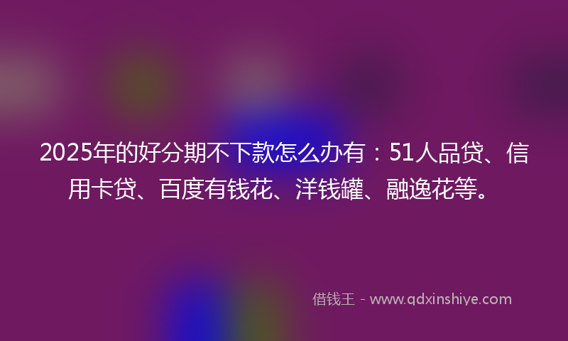 2025年的好分期不下款怎么办有：51人品贷、信用卡贷、百度有钱花、洋钱罐、融逸花等。