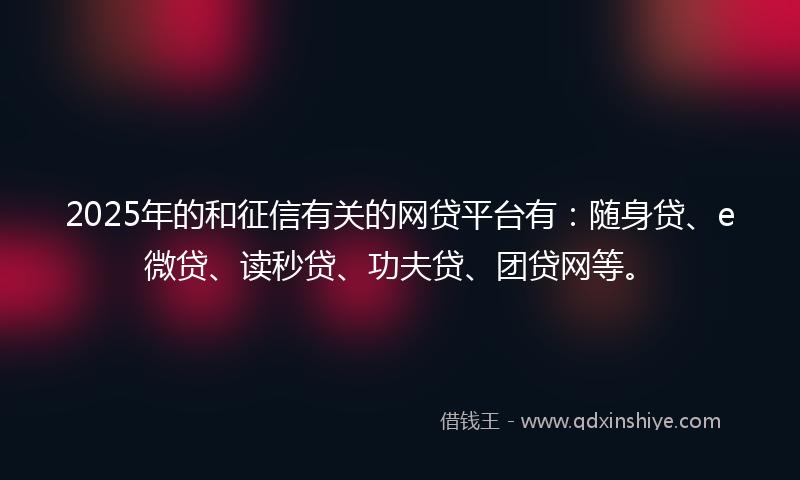 2025年的和征信有关的网贷平台有：随身贷、e微贷、读秒贷、功夫贷、团贷网等。