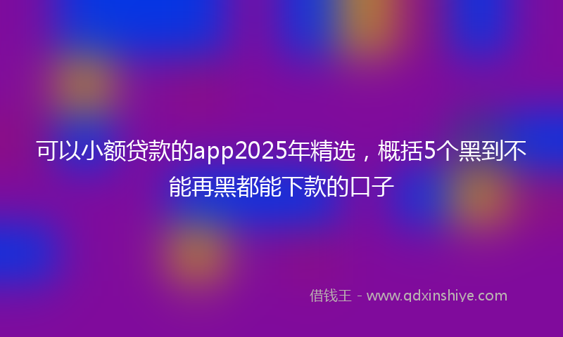 可以小额贷款的app2025年精选，概括5个黑到不能再黑都能下款的口子