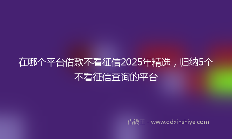 在哪个平台借款不看征信2025年精选，归纳5个不看征信查询的平台