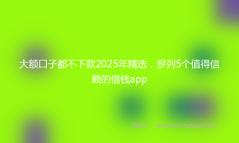 大额口子都不下款2025年精选，罗列5个值得信赖的借钱app