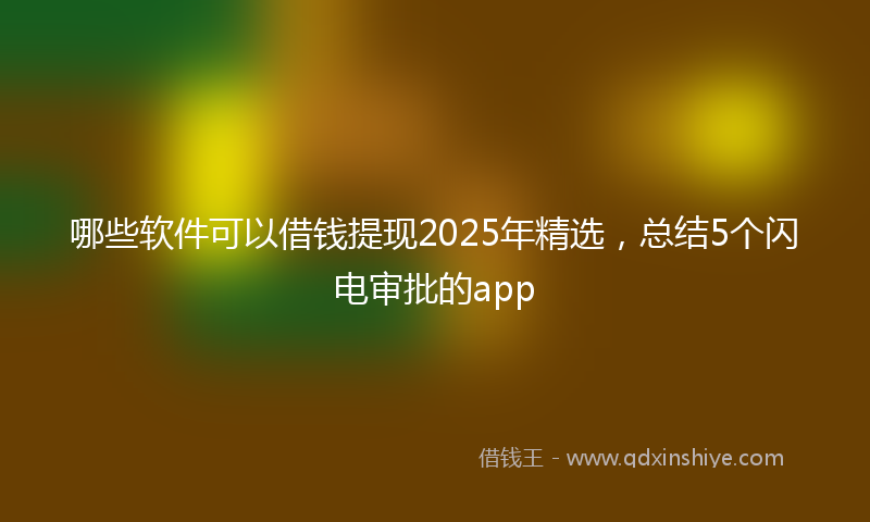 哪些软件可以借钱提现2025年精选，总结5个闪电审批的app