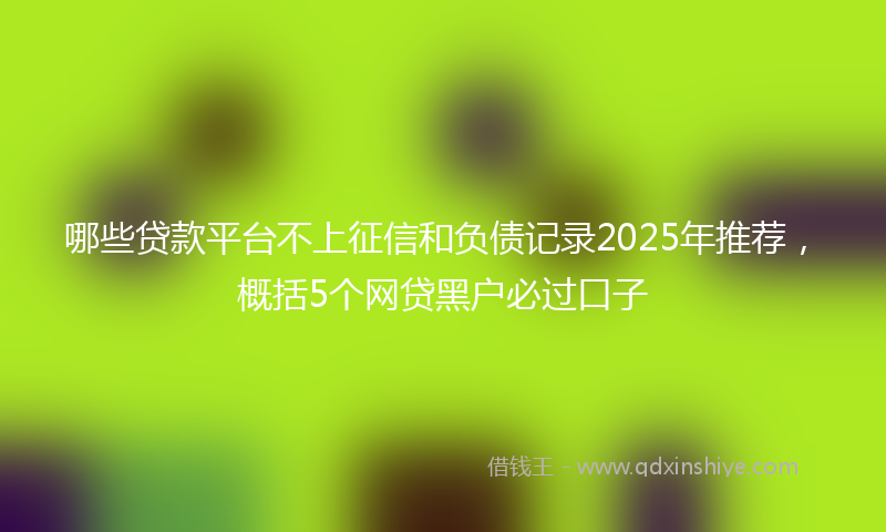 哪些贷款平台不上征信和负债记录2025年推荐，概括5个网贷黑户必过口子