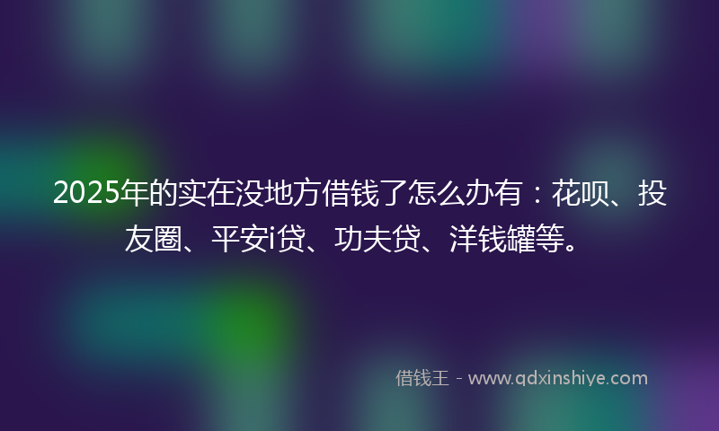 2025年的实在没地方借钱了怎么办有：花呗、投友圈、平安i贷、功夫贷、洋钱罐等。