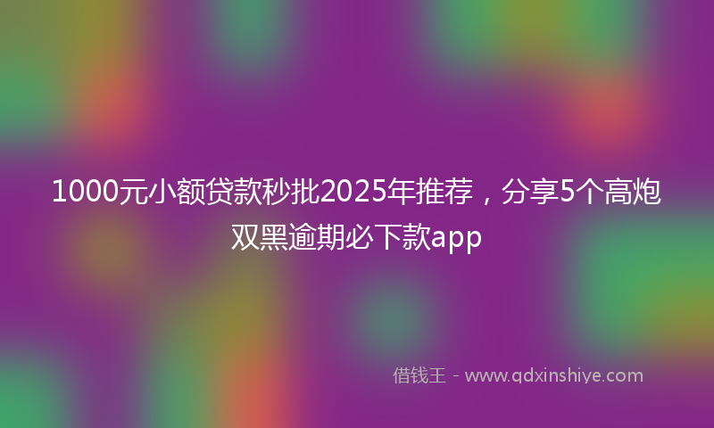 1000元小额贷款秒批2025年推荐，分享5个高炮双黑逾期必下款app