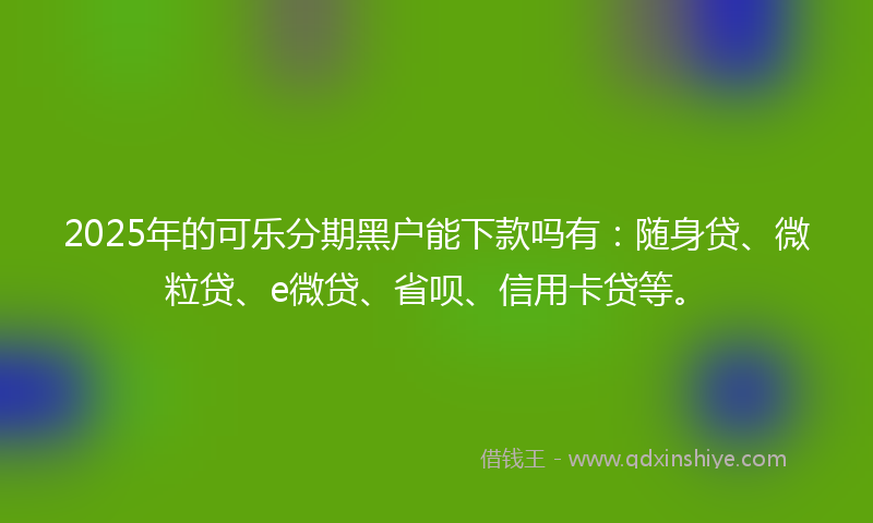 2025年的可乐分期黑户能下款吗有：随身贷、微粒贷、e微贷、省呗、信用卡贷等。