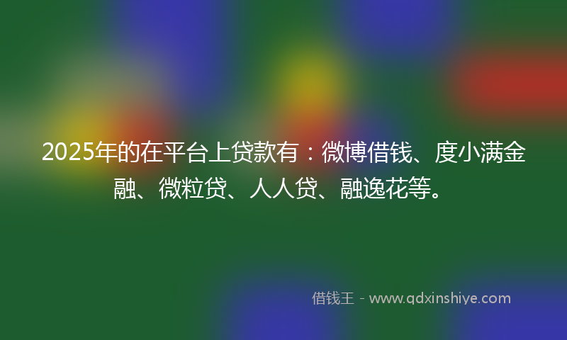 2025年的在平台上贷款有：微博借钱、度小满金融、微粒贷、人人贷、融逸花等。