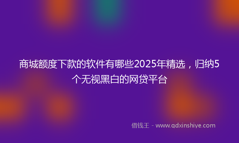 商城额度下款的软件有哪些2025年精选，归纳5个无视黑白的网贷平台