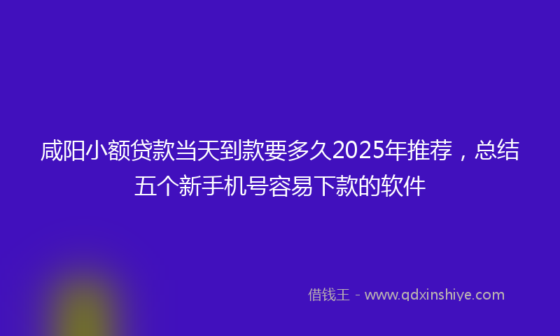 咸阳小额贷款当天到款要多久2025年推荐，总结五个新手机号容易下款的软件