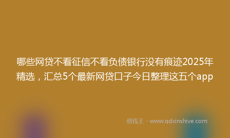 哪些网贷不看征信不看负债银行没有痕迹2025年精选，汇总5个最新网贷口子今日整理这五个app