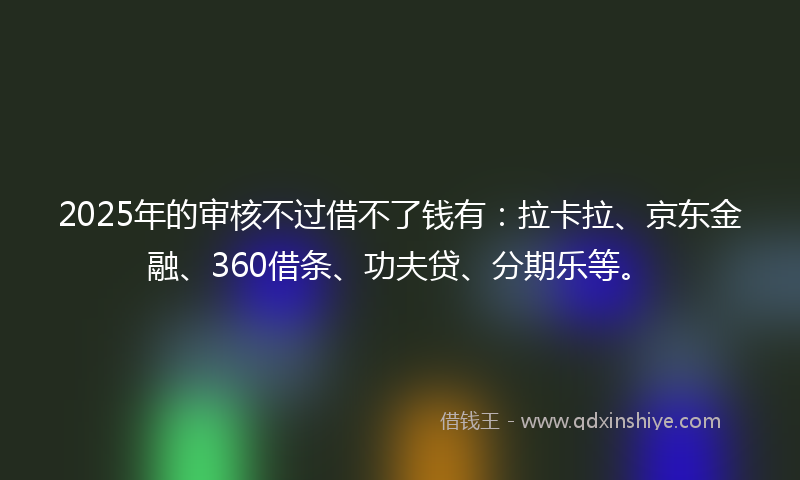 2025年的审核不过借不了钱有：拉卡拉、京东金融、360借条、功夫贷、分期乐等。