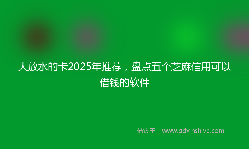 大放水的卡2025年推荐，盘点五个芝麻信用可以借钱的软件