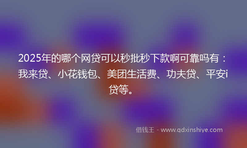 2025年的哪个网贷可以秒批秒下款啊可靠吗有：我来贷、小花钱包、美团生活费、功夫贷、平安i贷等。