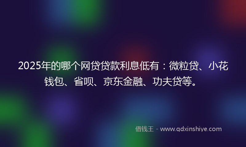 2025年的哪个网贷贷款利息低有：微粒贷、小花钱包、省呗、京东金融、功夫贷等。